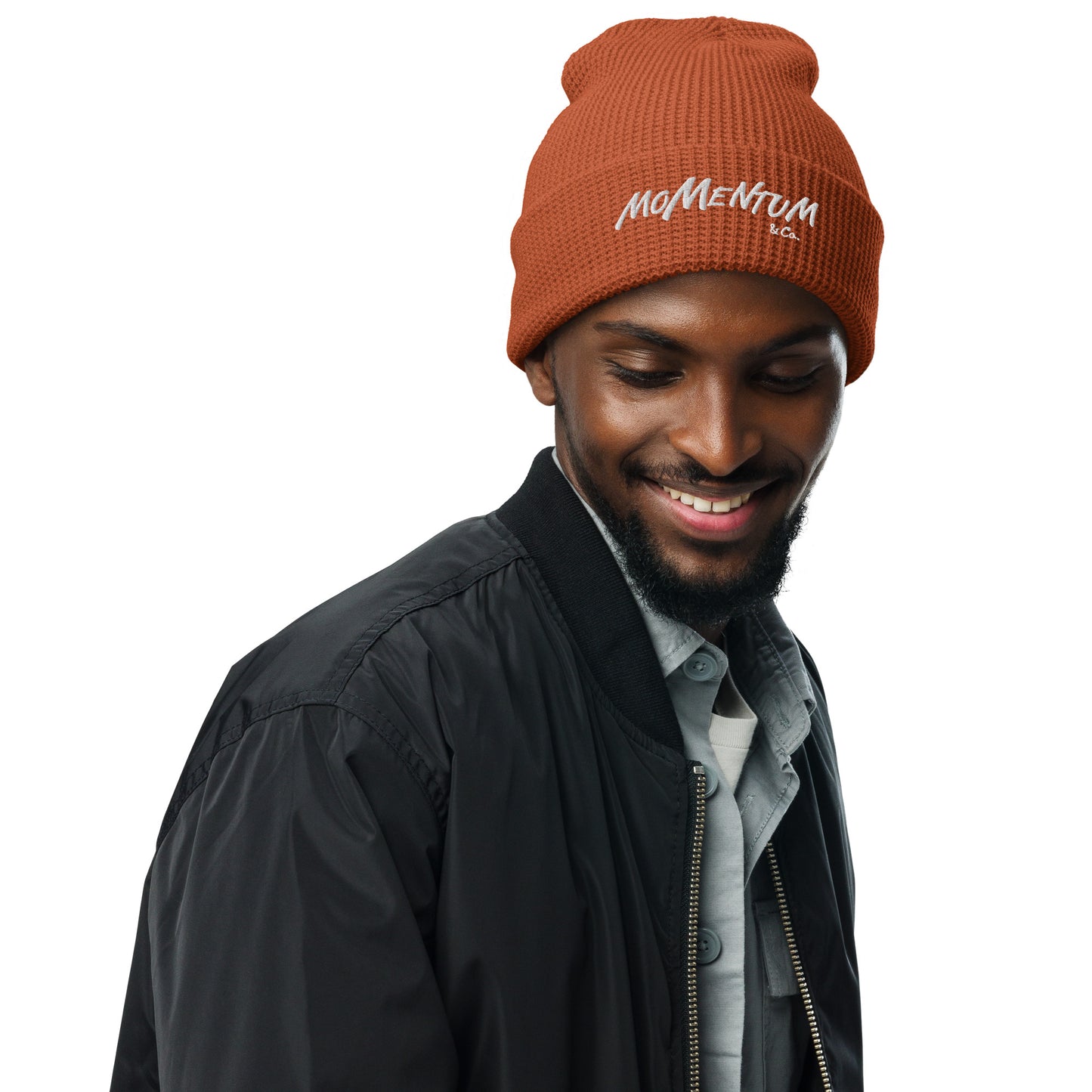 Momentum &Co. Embroidered Waffle beanie